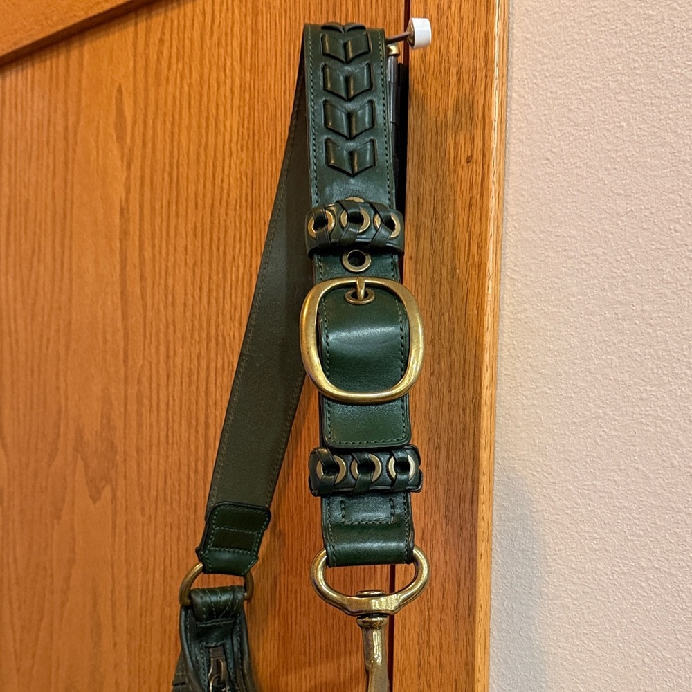 Coach Bleeker Tattersall Dark Green Leather Shoulder Bag - Picture 3 of 8